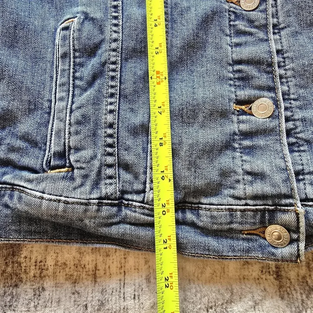 Levis Jacket Youth Boys Girls XL Blue Denim Jean Trucker Button Front Stretch